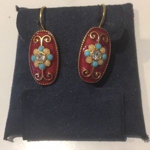 Joan Rivers Red and Gold Earrings
